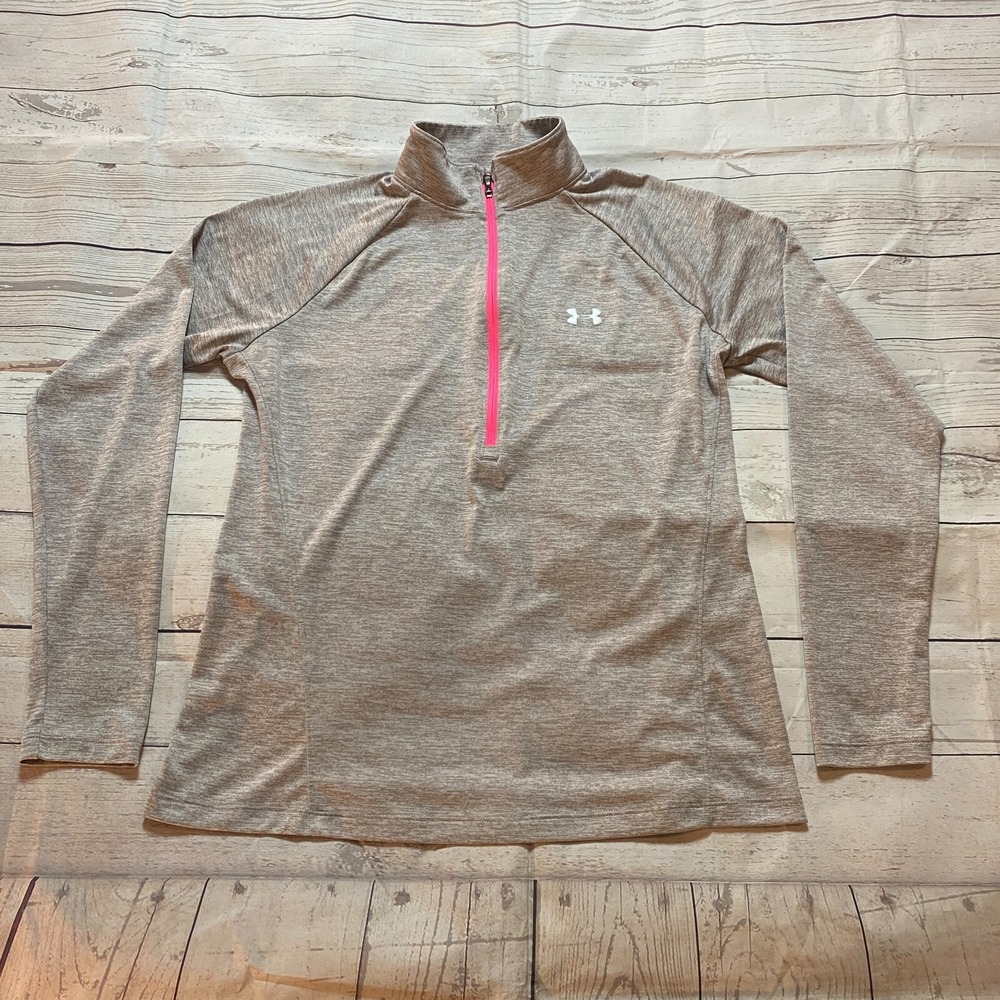 Under Armour Pullover Sweatshirt Loose Heatgear Beige Long Sleeve Women's Size L